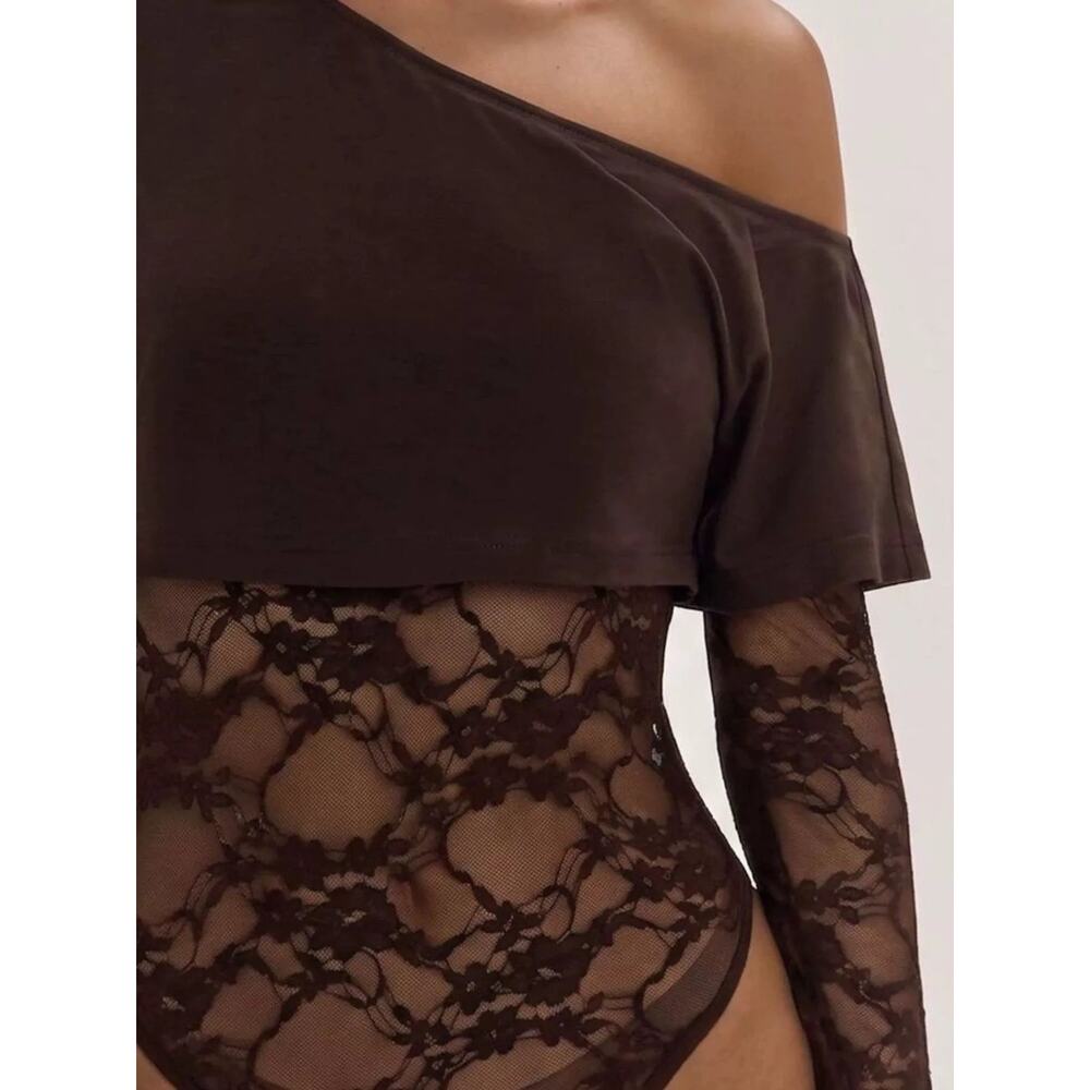 One-Shoulder Lace Bodysuit - Picture 6 of 6